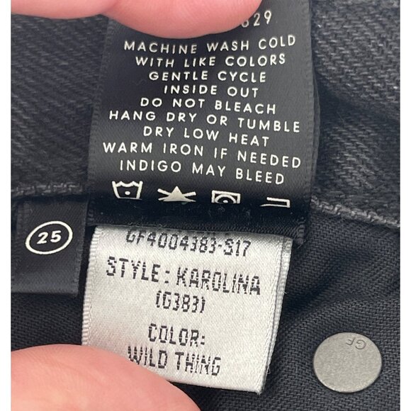 GRLFRND Karolina Black High Rise‎ Straight Ripped Jeans Wild Thing 25 $195 - Picture 11 of 13